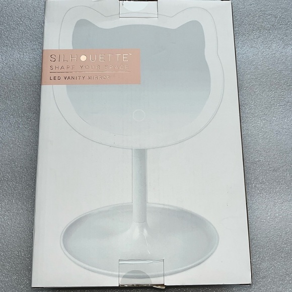 🆕 Silhouette LED Vanity Cat Mirror Shape Your Space White Accessory Tray Stand - Picture 2 of 6